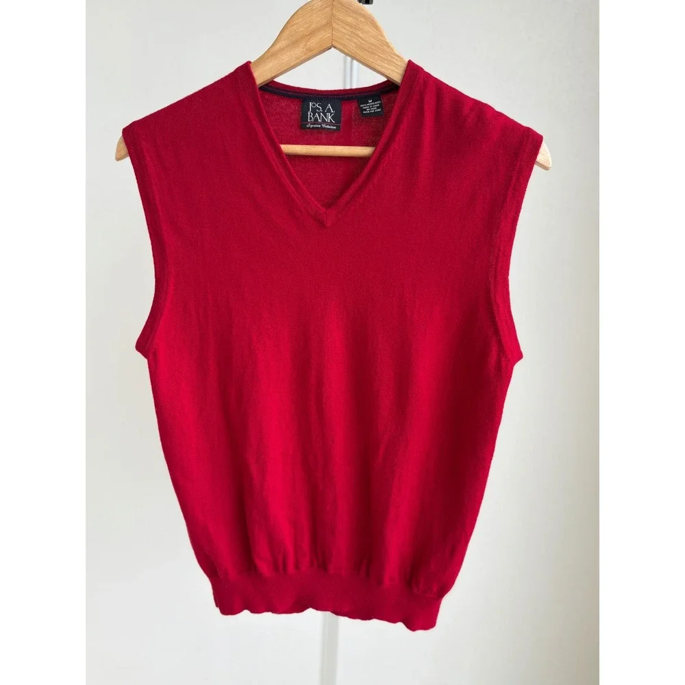 Jos. A. Bank Signature Collection Sweater‎ Vest Mens M Red 100% Wool